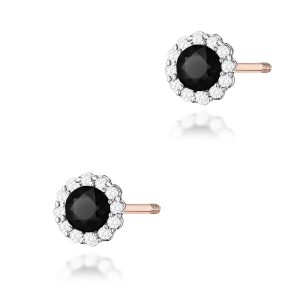 Kolczyki K0510 Czarny Diament 2 x 0,50ct różowe złoto sztyft zakręcany