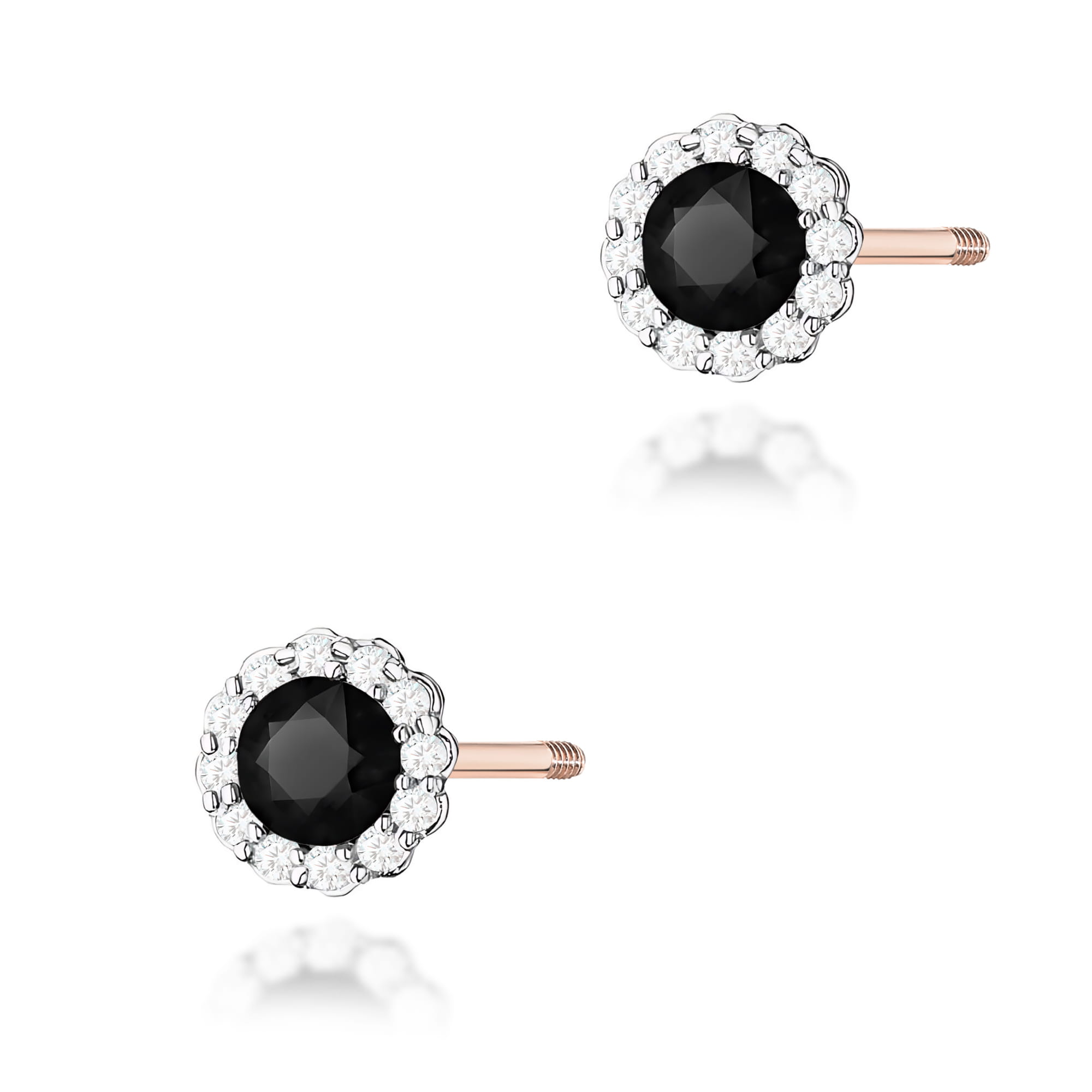 Kolczyki K0510 Czarny Diament 2 x 0,50ct różowe złoto sztyft zakręcany