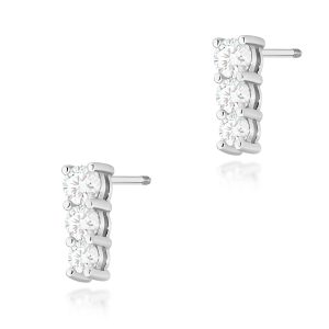 Kolczyki K0511 z diamentami białe złoto sztyft zakręcany