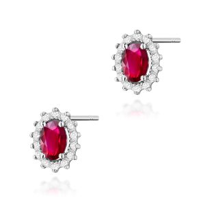 Kolczyki K0514 Rubin 2 x 0,60ct białe złoto