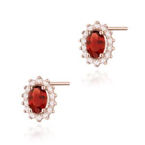 Kolczyki K0514 Granat 2 x 0,50ct różowe złoto