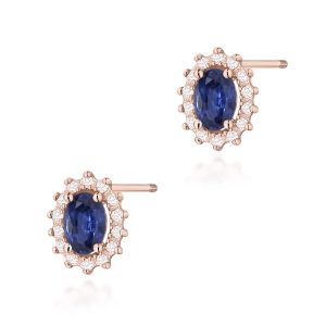 Kolczyki K0514 Szafir 2 x 0,70ct różowe złoto sztyft zakręcany