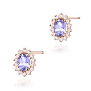 Kolczyki K0514 Tanzanit 2 x 0,40ct różowe złoto sztyft zakręcany