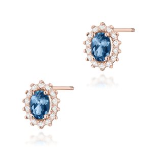 Kolczyki K0514 Topaz London Blue 2 x 0,50ct różowe złoto sztyft zakręcany