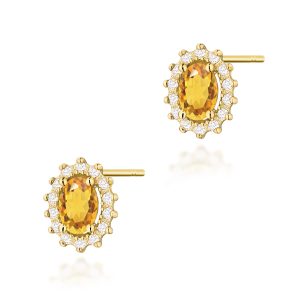 Kolczyki K0514 Cytryn 2 x 0,60ct żółte złoto