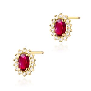 Kolczyki K0514 Rubin 2 x 0,60ct żółte złoto sztyft zakręcany