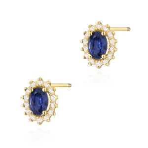 Kolczyki K0514 Szafir 2 x 0,70ct żółte złoto sztyft zakręcany