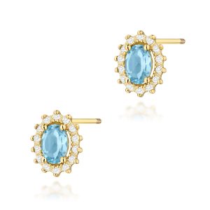 Kolczyki K0514 Topaz Swiss 2 x 0,50ct żółte złoto sztyft zakręcany