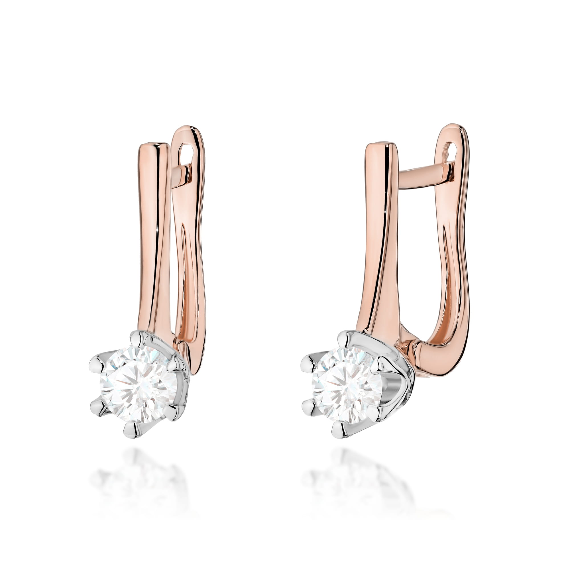 Kolczyki K0520 Diament Laboratoryjny 2 x 0,30ct różowe złoto