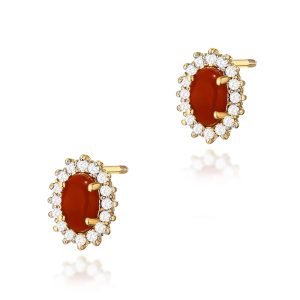 Kolczyki K0569 Koral 2 x 0,20ct żółte złoto sztyft zakręcany