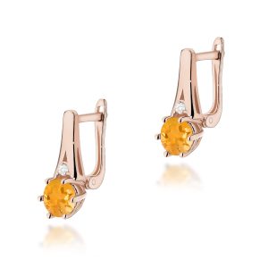 Kolczyki K0572 Cytryn 2 x 0,50ct różowe złoto