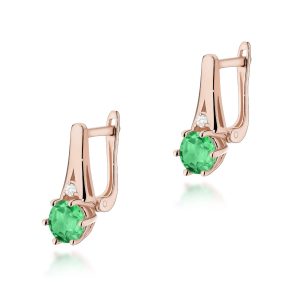 Kolczyki K0572 Szmaragd 2 x 0,50ct różowe złoto