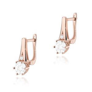 Kolczyki K0572 Biały Szafir 2 x 0,60ct różowe złoto