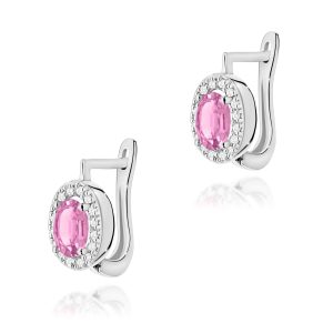 Kolczyki K0574 Szafir Różowy 2 x 0,45ct białe złoto