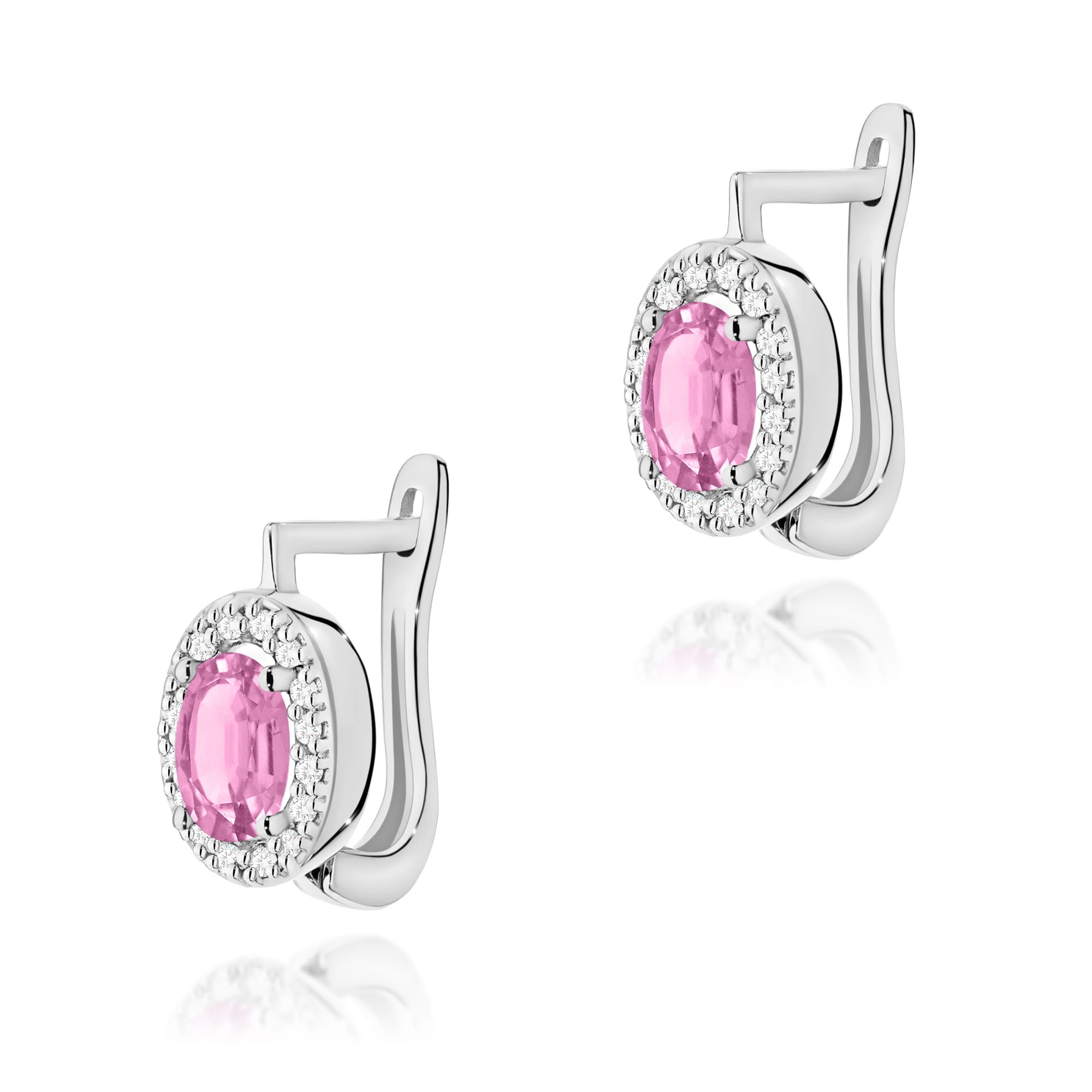 Kolczyki K0574 Szafir Różowy 2 x 0,45ct białe złoto