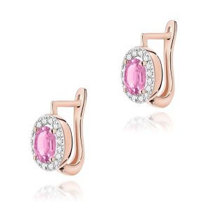Kolczyki K0574 Szafir Różowy 2 x 0,45ct różowe złoto
