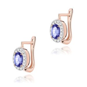 Kolczyki K0574 Tanzanit 2 x 0,40ct różowe złoto