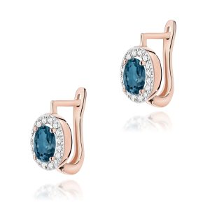Kolczyki K0574 Topaz London Blue 2 x 0,50ct różowe złoto