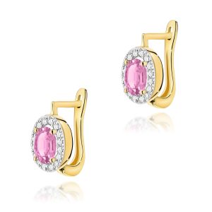 Kolczyki K0574 Szafir Różowy 2 x 0,45ct żółte złoto