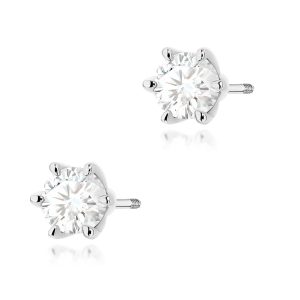 Kolczyki K0575 Diament Laboratoryjny 2 x 0.70ct białe złoto sztyft zakręcany