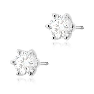 Kolczyki K0575 Diament Laboratoryjny 2 x 1.00ct białe złoto sztyft zakręcany