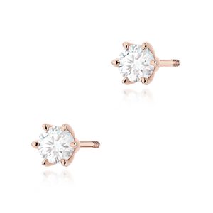 Kolczyki K0575 Diament Laboratoryjny 2 x 0.30ct różowe złoto sztyft zakręcany