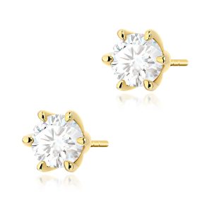 Kolczyki K0575 Diament Laboratoryjny 2 x 1.00ct żółte złoto