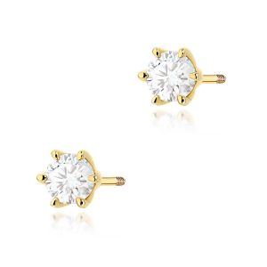 Kolczyki K0575 Diament 2 x 0.40ct żółte złoto sztyft zakręcany