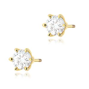 Kolczyki K0575 Diament 2 x 0.70ct żółte złoto sztyft zakręcany