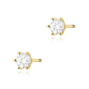 Kolczyki K0575 Diament Laboratoryjny 2 x 0.30ct żółte złoto sztyft zakręcany