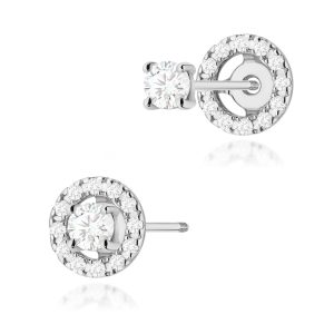 Kolczyki K0576 Diament 2 x 0.10ct białe złoto sztyft zakręcany
