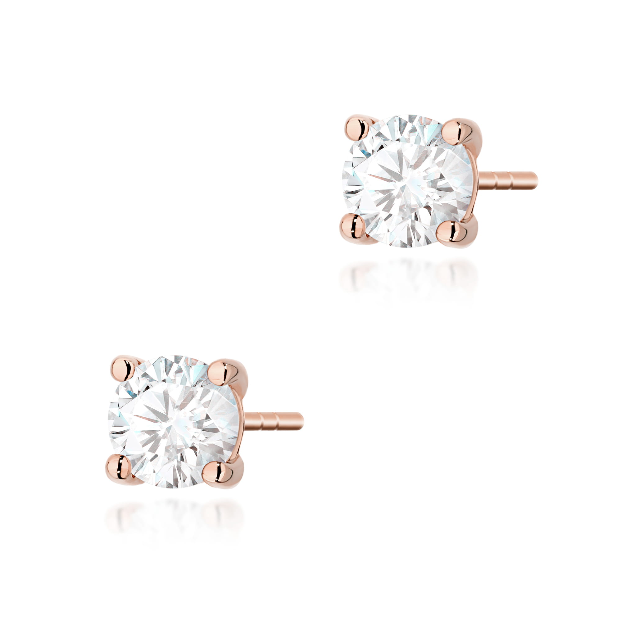 Kolczyki K0577 Diament Laboratoryjny 2 x 0.70ct różowe złoto