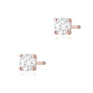 Kolczyki K0577 Diament Laboratoryjny 2 x 0.40ct różowe złoto sztyft zakręcany