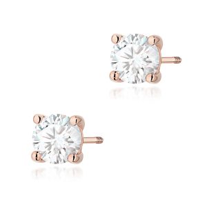 Kolczyki K0577 Diament Laboratoryjny 2 x 1.00ct różowe złoto sztyft zakręcany