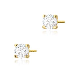 Kolczyki K0577 Diament Laboratoryjny 2 x 0.50ct żółte złoto