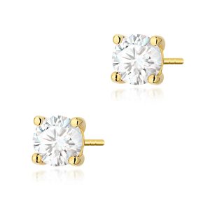 Kolczyki K0577 Diament Laboratoryjny 2 x 1.00ct żółte złoto