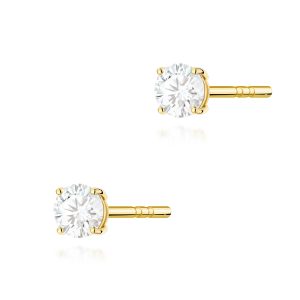 Kolczyki K0583 Diament Laboratoryjny 2 x 0.15ct żółte złoto