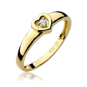 Pierścionek W0001 Diament 0,04ct żółte złoto