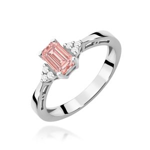 Pierścionek W0002 Diament Laboratoryjny różowy 0,50ct białe złoto