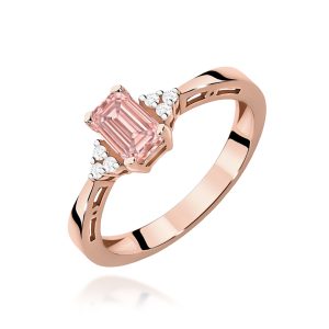 Pierścionek W0002 Diament laboratoryjny różowy 0,50ct różowe złoto
