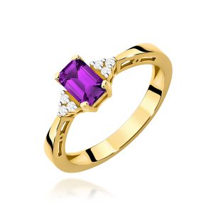 Pierścionek W0002 Ametyst 0,50ct żółte złoto