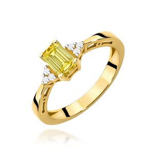 Pierścionek W0002 Diament laboratoryjny żółty 0,50ct żółte złoto