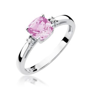Pierścionek W0003 Różowy Topaz 1,10ct białe złoto