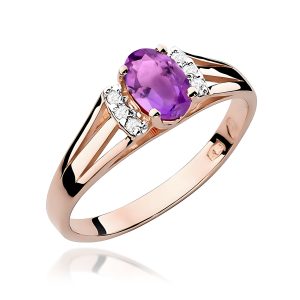 Pierścionek W0005 Ametyst 0,40ct różowe złoto