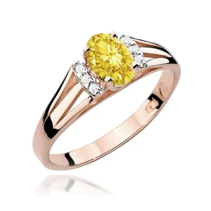 Pierścionek W0005 Diament Laboratoryjny żółty 0,50ct różowe złoto