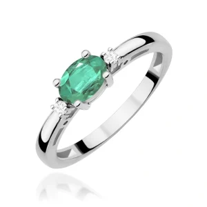 Pierścionek W0006 Szmaragd 0,40ct białe złoto