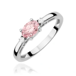 Pierścionek W0006 Diament Laboratoryjny różowy 0,50ct białe złoto
