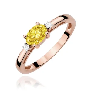 Pierścionek W0006 Diament Laboratoryjny żółty 0,50ct różowe złoto