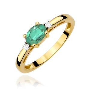 Pierścionek W0006 Szmaragd 0,40ct żółte złoto