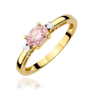 Pierścionek W0006 Diament Laboratoryjny różowy 0,50ct żółte złoto